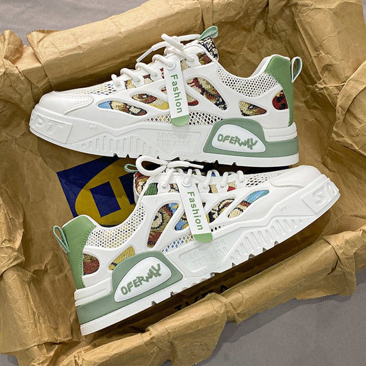 Men's mesh breathable board shoes men's thick soled fashionable cartoon sports and leisure shoes - 𝐝𝐮𝐯𝐥𝐚𝐬𝐡𝐨𝐩.𝐜𝐨𝐦