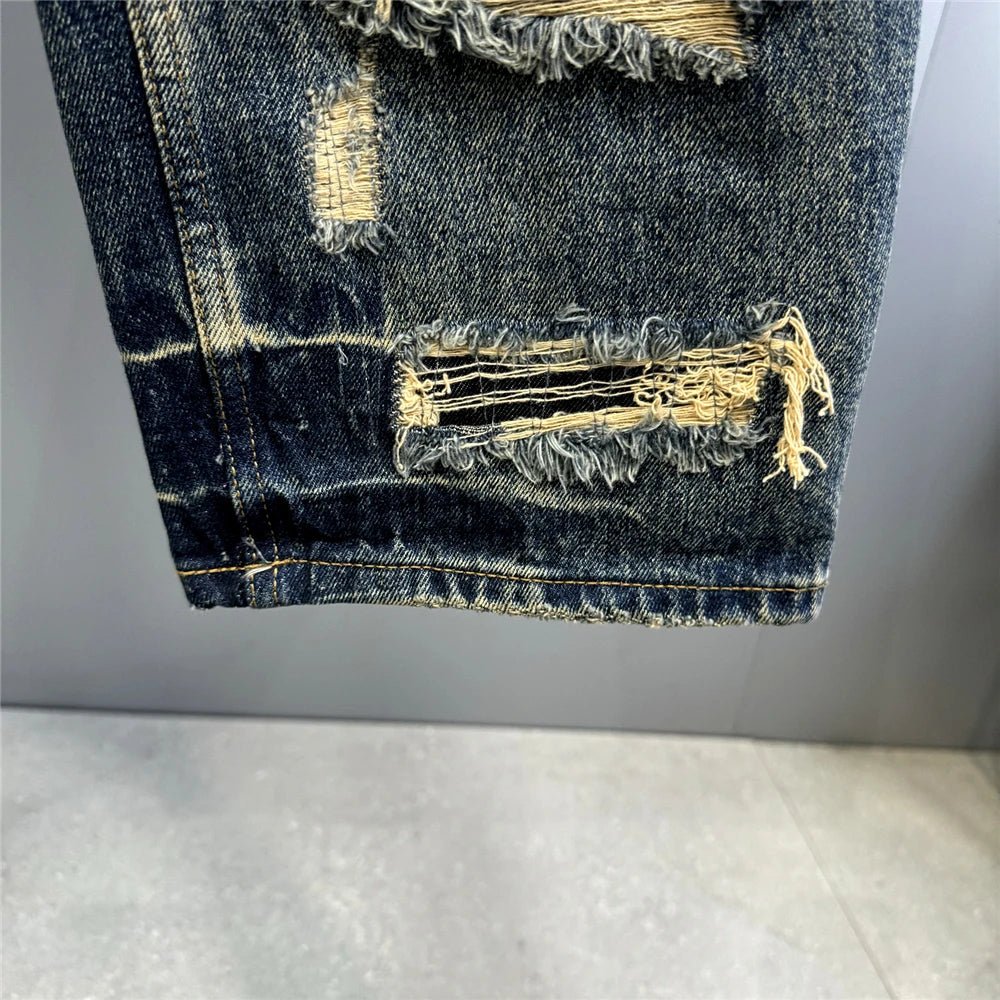 Mens Ripped Baggy Jeans Distressed Denim Streetwear Skateboard Pants Straight Leg Patchwork Oversized Urban Fashion Workwear - 𝐝𝐮𝐯𝐥𝐚𝐬𝐡𝐨𝐩.𝐜𝐨𝐦