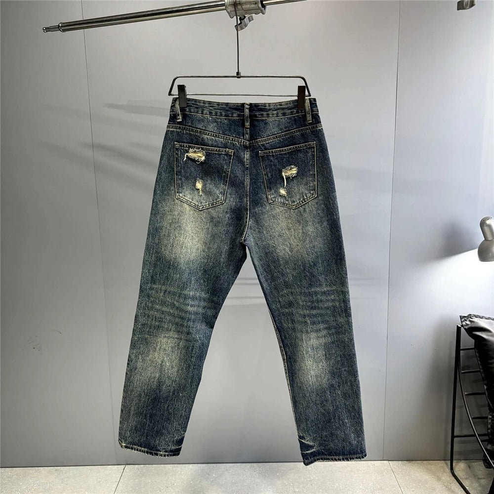 Mens Ripped Baggy Jeans Distressed Denim Streetwear Skateboard Pants Straight Leg Patchwork Oversized Urban Fashion Workwear - 𝐝𝐮𝐯𝐥𝐚𝐬𝐡𝐨𝐩.𝐜𝐨𝐦