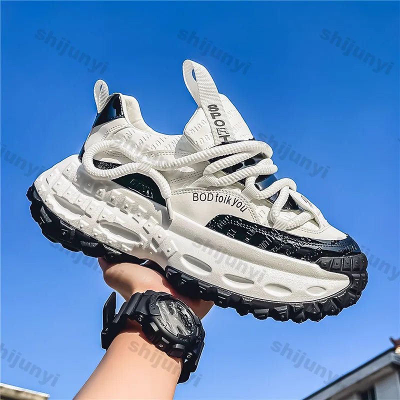 Men's White Sneakers Autumn Winter Fashion Cross Tied Non Slip Casual Shoes Comfortable Outdoor Height Increase Vulcanized Shoes - 𝐃𝐔𝐕𝐋𝐀𝐒𝐇𝐎𝐏