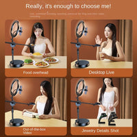 Mobile Phone Overhead Shooting Stand for Food Photography, Drawing, and Live Streaming - Adjustable Dual - Camera Position Desktop Phone Holder with Fill Light - 𝐝𝐮𝐯𝐥𝐚𝐬𝐡𝐨𝐩.𝐜𝐨𝐦