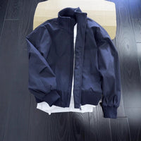 Navy Blue Stand Collar Pilot Jacket Men's Winter Stylish Short Coat Couple High Street Unique Baseball Jacket - 𝐃𝐔𝐕𝐋𝐀𝐒𝐇𝐎𝐏
