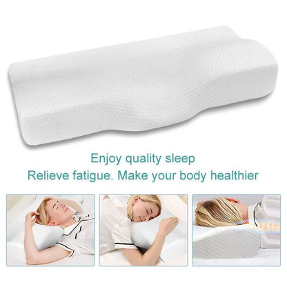 Oreiller cervical en mémoire de forme NEKRA™, orthopédique et ergonomique, conçu pour un soutien cervical optimal et soulagement.