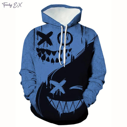 New autumn men's fashionable smiling face design printed soft and comfortable hooded sweatshirt outdoor streetwear - 𝐃𝐔𝐕𝐋𝐀𝐒𝐇𝐎𝐏