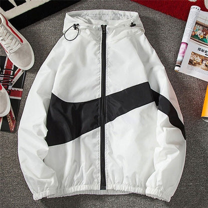 New Men Spring Fall Thin Hoodies Coats Long Sleeves Color Block Zipper Hooded Sweatshirts Jacket Male Black /White/ Gray Outwear - 𝐝𝐮𝐯𝐥𝐚𝐬𝐡𝐨𝐩.𝐜𝐨𝐦