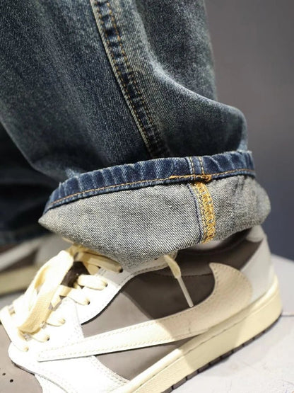 New Men's Ripped Jeans Baggy Straight Fashion Vintage Blue Denim Pants Personality Streetwear Hip Hop High Quality Male Trousers - 𝐃𝐔𝐕𝐋𝐀𝐒𝐇𝐎𝐏