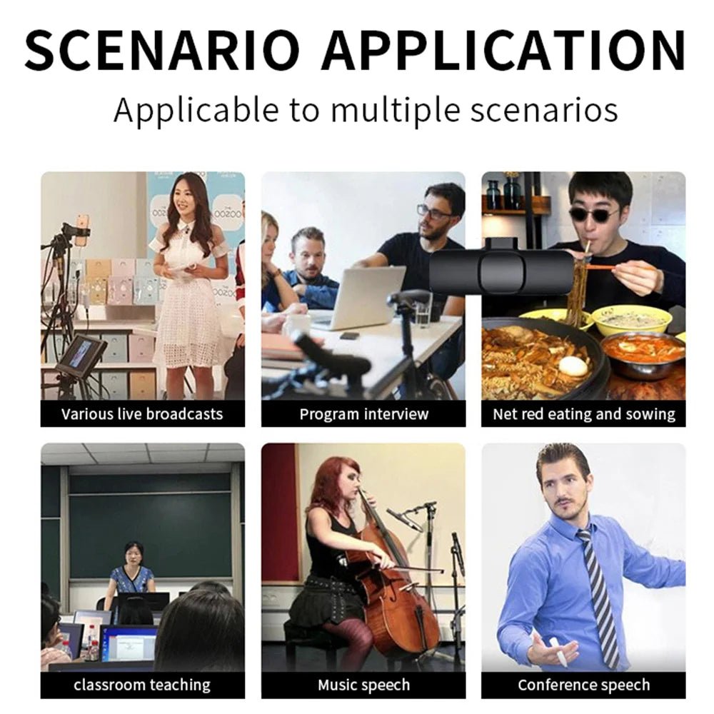 New Wireless Lavalier Microphone Portable Audio Video Recording Mini Microphone for iPhone Android PC Camera Live Gaming Phone - 𝐝𝐮𝐯𝐥𝐚𝐬𝐡𝐨𝐩.𝐜𝐨𝐦