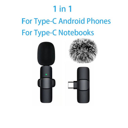 New Wireless Lavalier Microphone Portable Audio Video Recording Mini Microphone for iPhone Android PC Camera Live Gaming Phone - 𝐝𝐮𝐯𝐥𝐚𝐬𝐡𝐨𝐩.𝐜𝐨𝐦