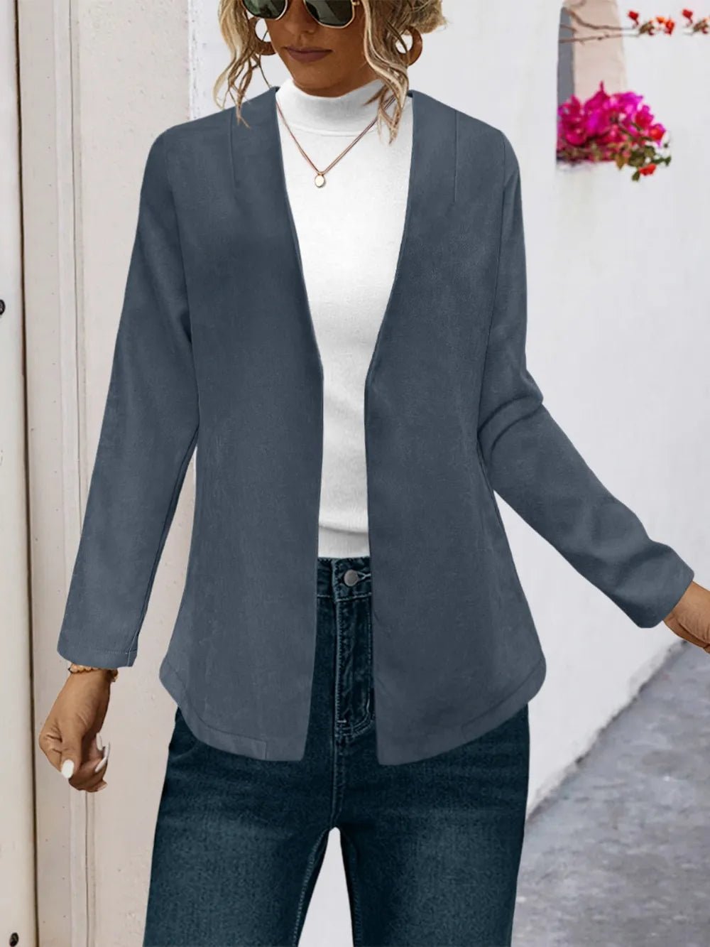 Open Front Long Sleeve Cardigan - 𝐃𝐔𝐕𝐋𝐀𝐒𝐇𝐎𝐏