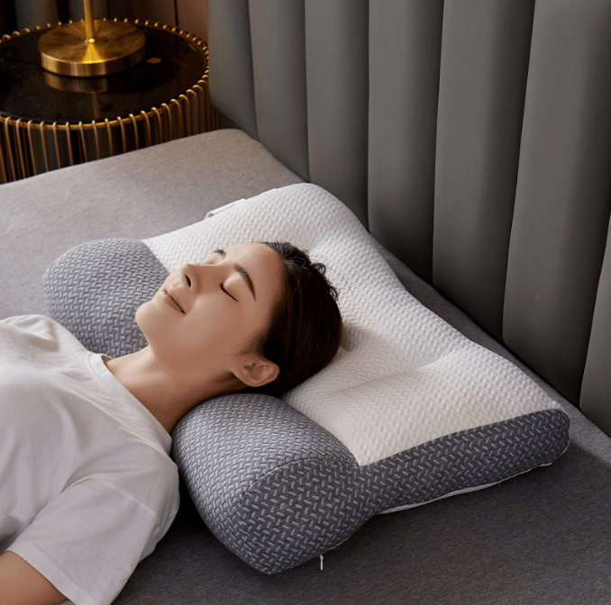 Oreiller en fibre de soja eprolo pour soutien cervical et traction, avec rembourrage doux et confort ergonomique.