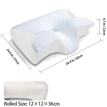 Oreiller cervical ergonomique NEKRA™ 2-en-1 en mémoire de forme, conçu pour soulager le mal de cou, visible en image.