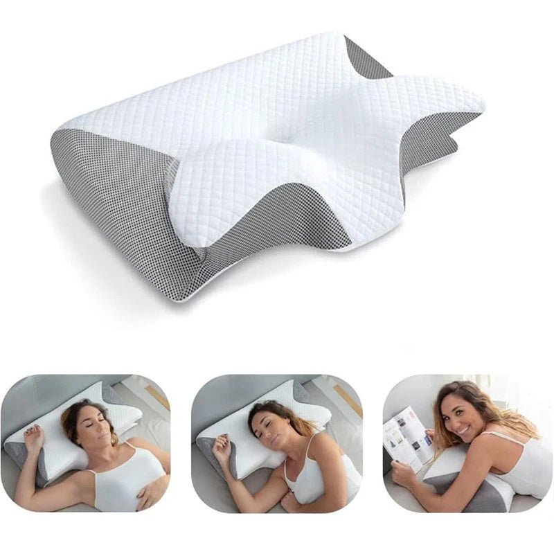 Oreiller cervical ergonomique NEKRA™ 2-en-1 en mémoire de forme pour soulager le mal de cou.