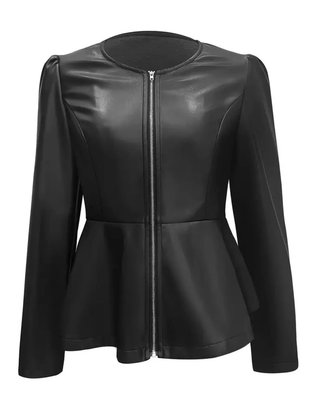 Peplum Zip Up Long Sleeve Jacket - 𝐃𝐔𝐕𝐋𝐀𝐒𝐇𝐎𝐏
