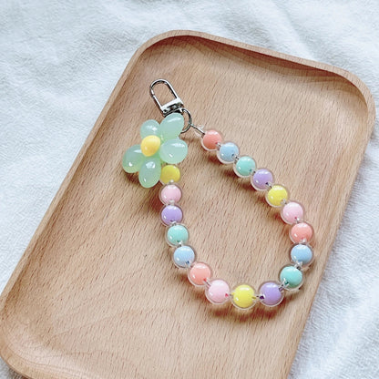 Phone Anti - lost Lanyard Key Short Wrist Pendant Colorful Macaron Round Bead Pendant Women's Hand - held Chain Mobile Phone Lanyard - 𝐃𝐔𝐕𝐋𝐀𝐒𝐇𝐎𝐏