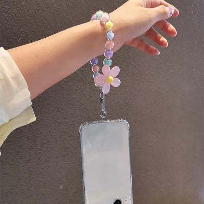 Phone Anti - lost Lanyard Key Short Wrist Pendant Colorful Macaron Round Bead Pendant Women's Hand - held Chain Mobile Phone Lanyard - 𝐃𝐔𝐕𝐋𝐀𝐒𝐇𝐎𝐏