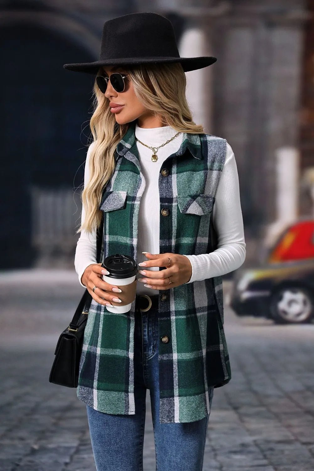 Plaid Button Up Vest Coat - 𝐃𝐔𝐕𝐋𝐀𝐒𝐇𝐎𝐏