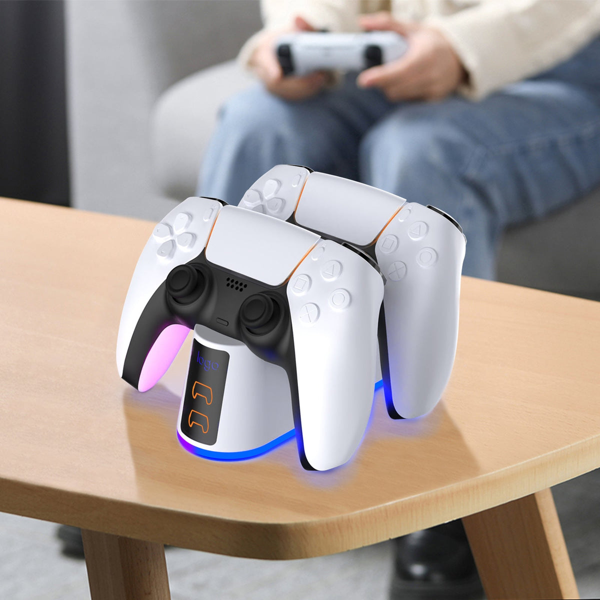 PS5 SLIM controller charger RGB seven color luminous base contact dual fast charging base charging game peripheral accessories - 𝐃𝐔𝐕𝐋𝐀𝐒𝐇𝐎𝐏