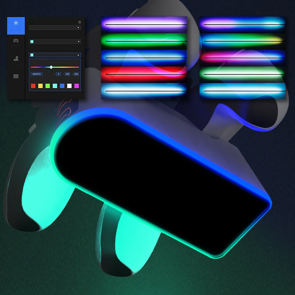 PS5 SLIM controller charger RGB seven color luminous base contact dual fast charging base charging game peripheral accessories - 𝐃𝐔𝐕𝐋𝐀𝐒𝐇𝐎𝐏