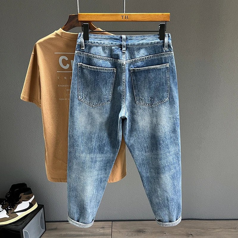 Ripped Jeans Men New Personality Fashion Vintage Blue Streetwear Baggy Denim Pants Casual Tapered Hole Frayed Trousers Male - 𝐝𝐮𝐯𝐥𝐚𝐬𝐡𝐨𝐩.𝐜𝐨𝐦