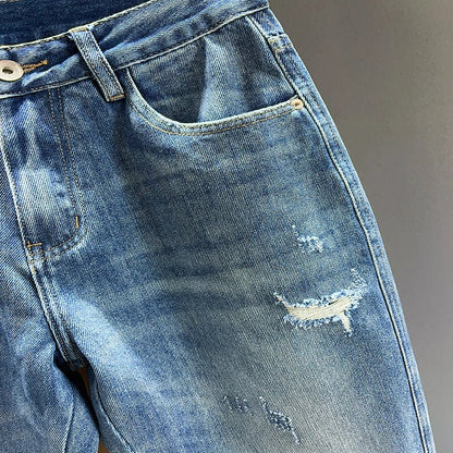 Ripped Jeans Men New Personality Fashion Vintage Blue Streetwear Baggy Denim Pants Casual Tapered Hole Frayed Trousers Male - 𝐝𝐮𝐯𝐥𝐚𝐬𝐡𝐨𝐩.𝐜𝐨𝐦