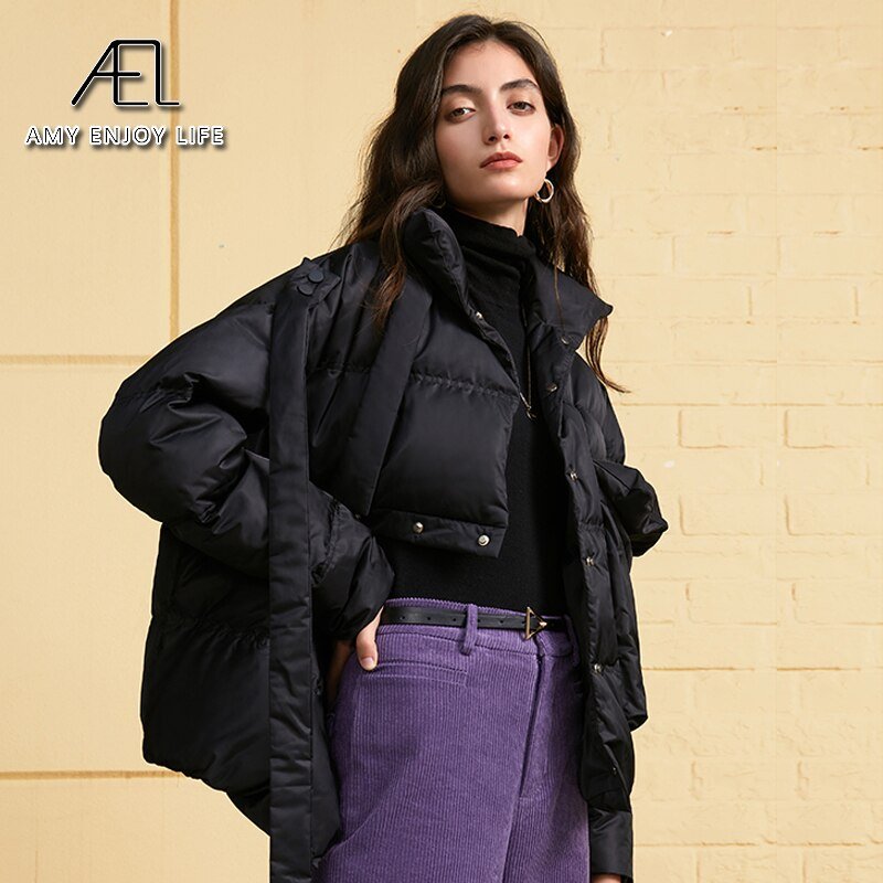 Short White Duck Down Jacket New Women's Asymmetric Short Coat - 𝐃𝐔𝐕𝐋𝐀𝐒𝐇𝐎𝐏