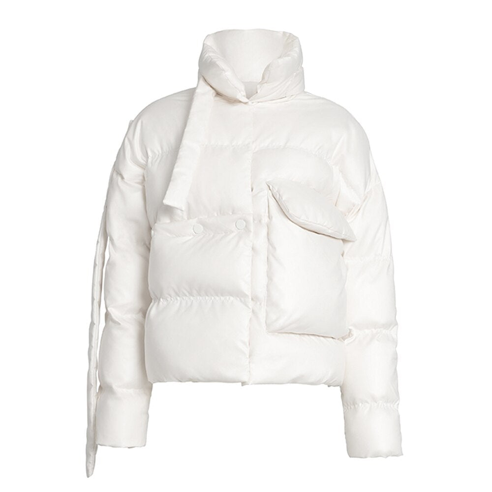 Short White Duck Down Jacket New Women's Asymmetric Short Coat - 𝐃𝐔𝐕𝐋𝐀𝐒𝐇𝐎𝐏