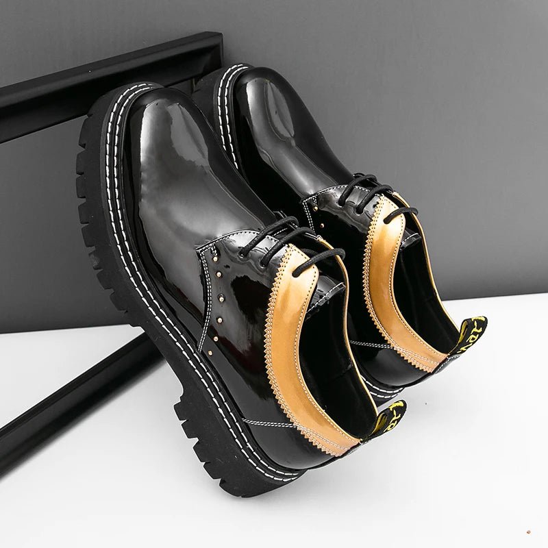 Size 38 - 46 Thick Sole Pointed Toe Formal Lace up Durable Fashion Patent Leather Dress Shoes for Men - 𝐃𝐔𝐕𝐋𝐀𝐒𝐇𝐎𝐏
