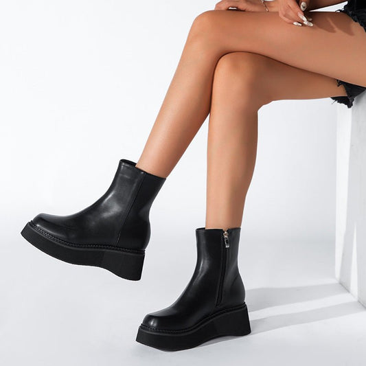 Small Short Boots Female Autumn And Winter New Single Boots Martin Boots Female British Style Thick Bottom Chelsea Boots - 𝐝𝐮𝐯𝐥𝐚𝐬𝐡𝐨𝐩.𝐜𝐨𝐦