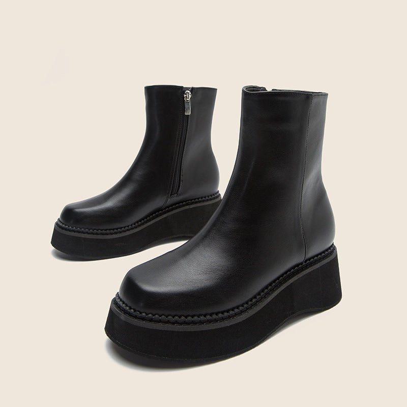 Small Short Boots Female Autumn And Winter New Single Boots Martin Boots Female British Style Thick Bottom Chelsea Boots - 𝐝𝐮𝐯𝐥𝐚𝐬𝐡𝐨𝐩.𝐜𝐨𝐦