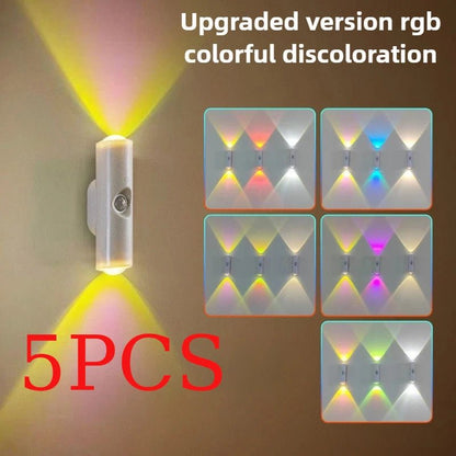 Smart RGB Gradient Night Light Magnetic Motion Sensor Rechargeable Wall Lamp for Bedroom Bathroom Closet Garden Home Decor - 𝐃𝐔𝐕𝐋𝐀𝐒𝐇𝐎𝐏