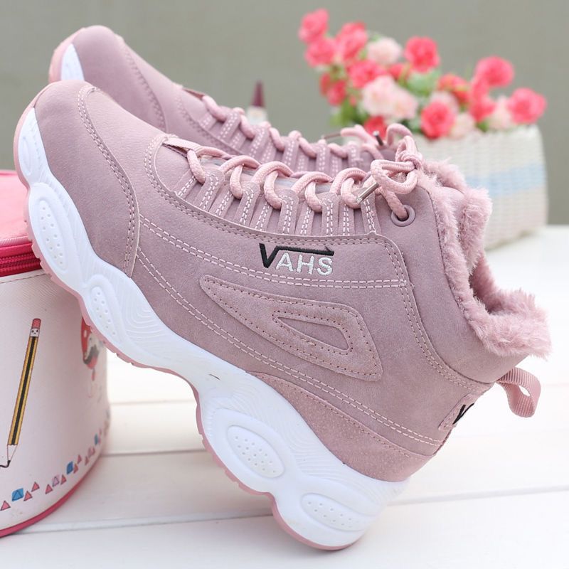 Sports shoes, casual with plush insulation, cotton shoes, leather surface, Korean version, versatile, high top, dad shoes, women's shoes - 𝐝𝐮𝐯𝐥𝐚𝐬𝐡𝐨𝐩.𝐜𝐨𝐦