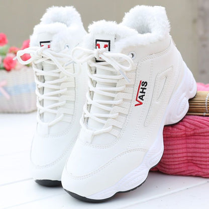 Sports shoes, casual with plush insulation, cotton shoes, leather surface, Korean version, versatile, high top, dad shoes, women's shoes - 𝐝𝐮𝐯𝐥𝐚𝐬𝐡𝐨𝐩.𝐜𝐨𝐦
