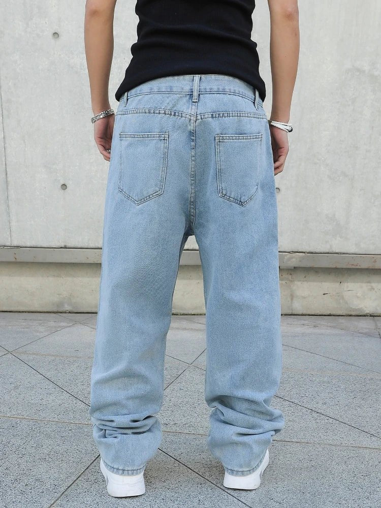 Spring Autumn Men Baggy Jeans Oversize Straight Loose Casual Denim Trousers Solid Color Streetwear Fashion Y2k Wide Leg Pants - 𝐝𝐮𝐯𝐥𝐚𝐬𝐡𝐨𝐩.𝐜𝐨𝐦