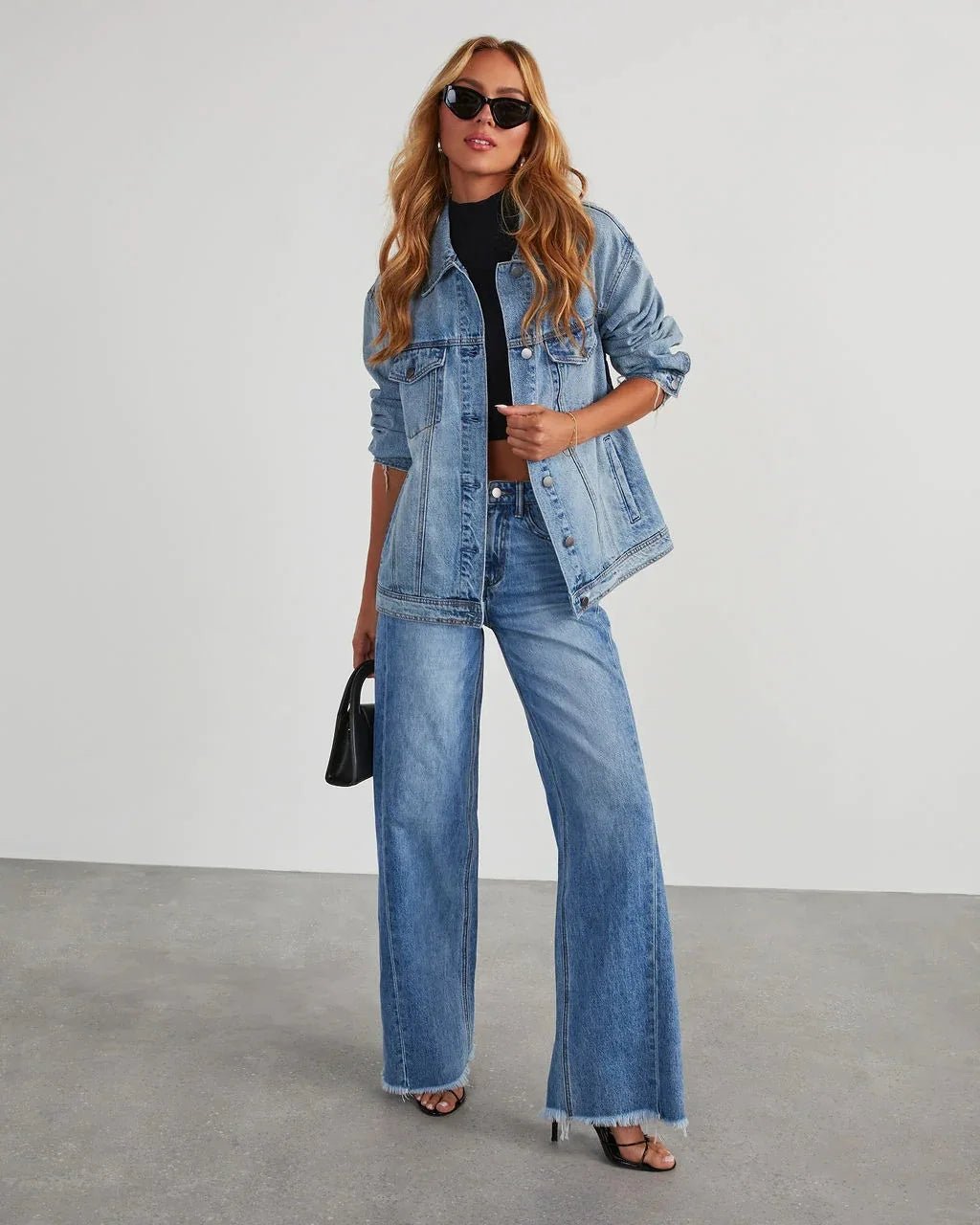 Spring Summer New Women's Clothing Solid Color Loose Wide Leg Side Seam Stitching Frayed Hem Jeans - 𝐝𝐮𝐯𝐥𝐚𝐬𝐡𝐨𝐩.𝐜𝐨𝐦