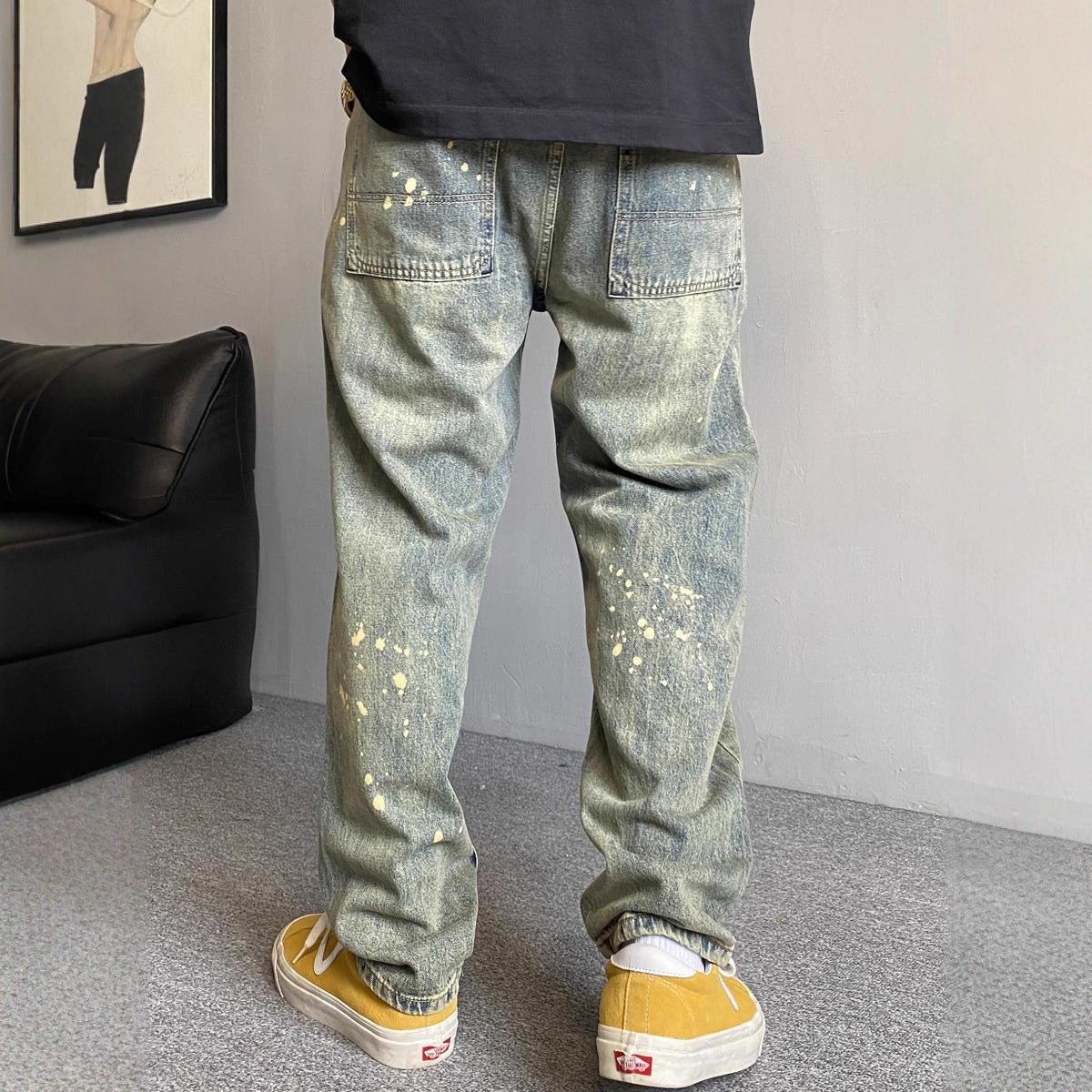 Style Winter Casual Streetwear Washed Vintage Splatter Denim Pants Men Straight Loose Oversize Versatile Tapered Jeans - 𝐝𝐮𝐯𝐥𝐚𝐬𝐡𝐨𝐩.𝐜𝐨𝐦