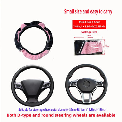 Super soft plush ear winter warm - hand car rimless steering wheel cover suitable for 14.5 - 15 inch car accessories for women - 𝐝𝐮𝐯𝐥𝐚𝐬𝐡𝐨𝐩.𝐜𝐨𝐦