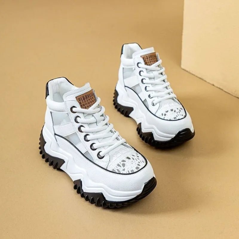 Thick Bottom Height Increase Shoes Female Summer New Lace - up Fashion Sneakers Hollow Out Breathable Sports Womens Shoes - 𝐝𝐮𝐯𝐥𝐚𝐬𝐡𝐨𝐩.𝐜𝐨𝐦