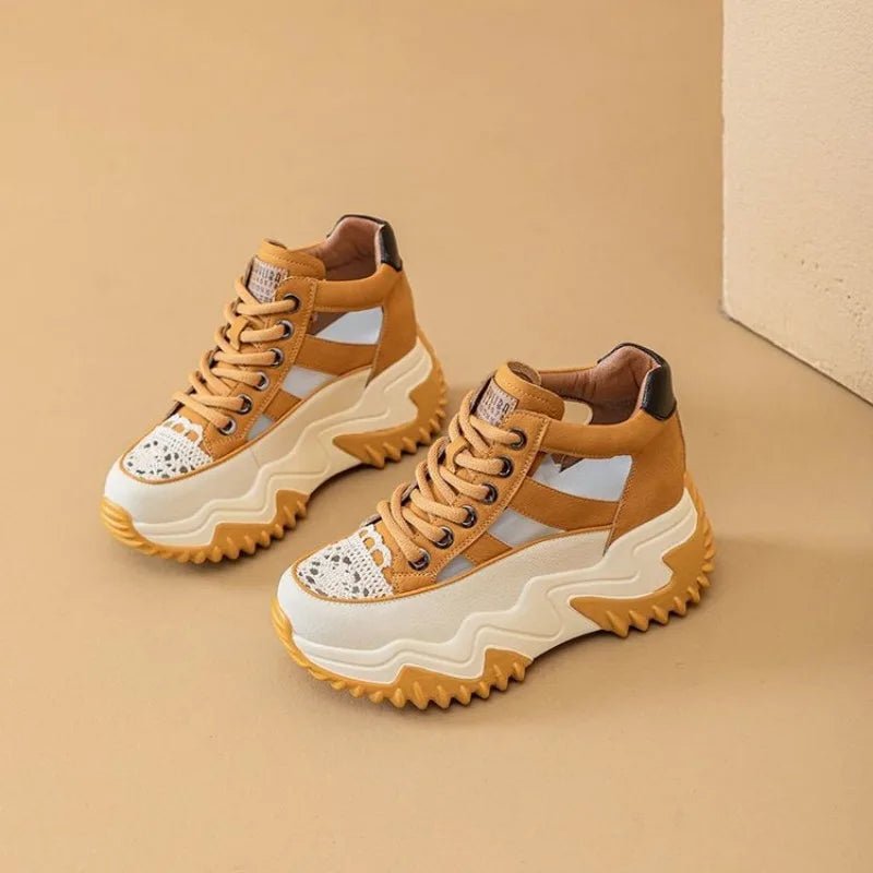 Thick Bottom Height Increase Shoes Female Summer New Lace - up Fashion Sneakers Hollow Out Breathable Sports Womens Shoes - 𝐝𝐮𝐯𝐥𝐚𝐬𝐡𝐨𝐩.𝐜𝐨𝐦