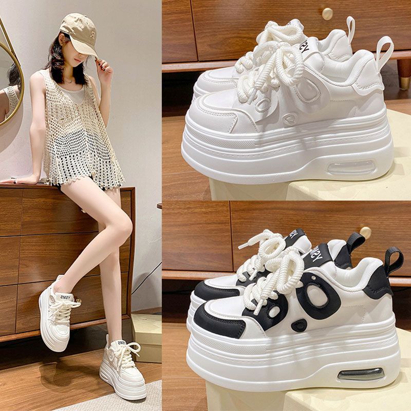 Thick soled white shoes for women, versatile and popular panda shoes, slimming and niche casual sponge shoes - 𝐝𝐮𝐯𝐥𝐚𝐬𝐡𝐨𝐩.𝐜𝐨𝐦