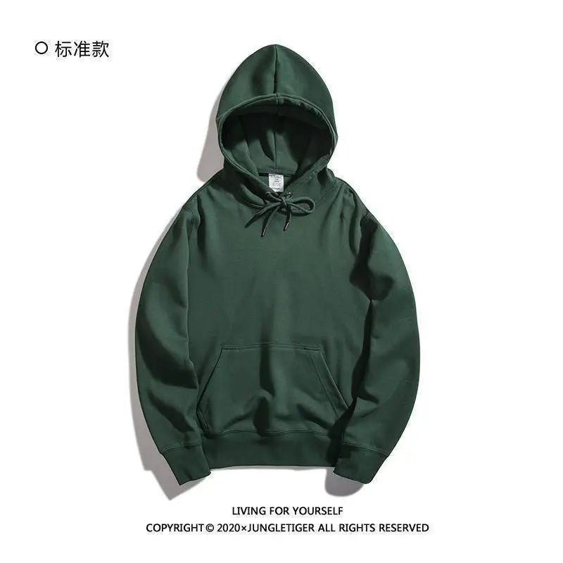 Thickened Fleece Hooded Sweatshirt Men's Solid Color Winter Jacket Korean Style Casual Wear Polyester Fabric Long Sleeve - 𝐃𝐔𝐕𝐋𝐀𝐒𝐇𝐎𝐏