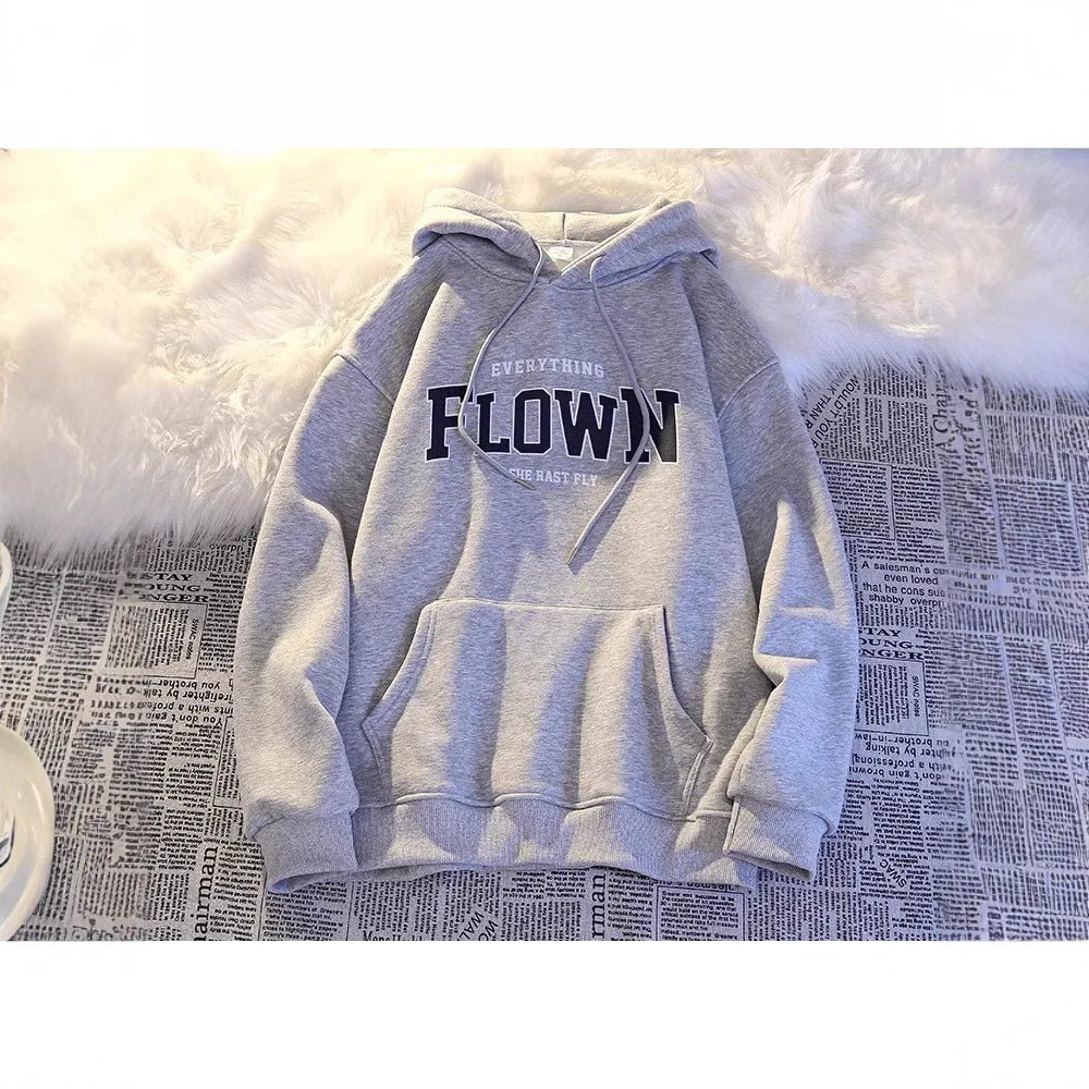 Thickened Fleece Hoodie Women's Autumn Winter American Retro Letter Loose BF Style Casual Jacket Comfortable Polyester Long S... - 𝐃𝐔𝐕𝐋𝐀𝐒𝐇𝐎𝐏