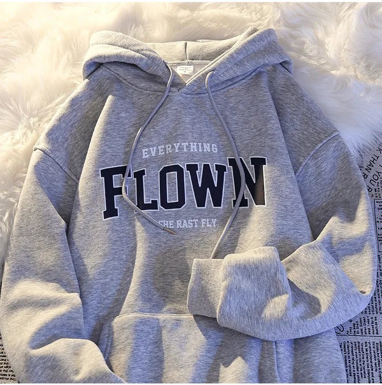 Thickened Fleece Hoodie Women's Autumn Winter American Retro Letter Loose BF Style Casual Jacket Comfortable Polyester Long S... - 𝐃𝐔𝐕𝐋𝐀𝐒𝐇𝐎𝐏