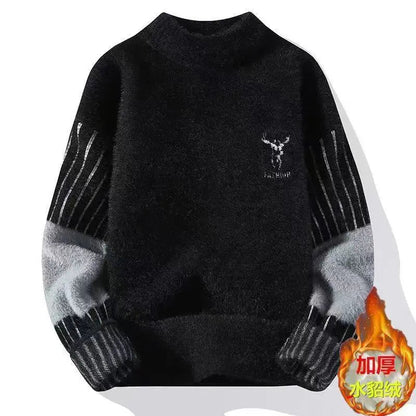 Thickened Winter Knitted Sweater for Teens Casual Fashionable Simulation Mink Velvet Warm Base Layer Long Sleeve Printed - 𝐃𝐔𝐕𝐋𝐀𝐒𝐇𝐎𝐏