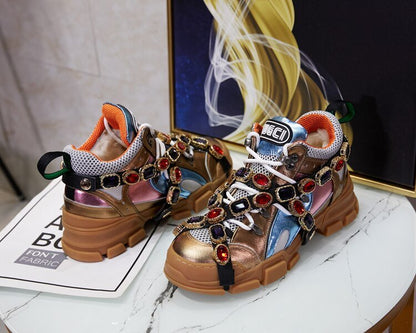 Trainers Rhinestone Sneakers Women Platform Thick Sole Muffin Flats Diamond Elevator Creepers Shoes High Quality Mesh Crystal - 𝐝𝐮𝐯𝐥𝐚𝐬𝐡𝐨𝐩.𝐜𝐨𝐦