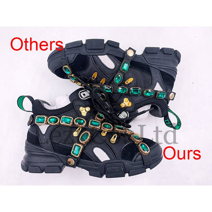 Trainers Rhinestone Sneakers Women Platform Thick Sole Muffin Flats Diamond Elevator Creepers Shoes High Quality Mesh Crystal - 𝐝𝐮𝐯𝐥𝐚𝐬𝐡𝐨𝐩.𝐜𝐨𝐦