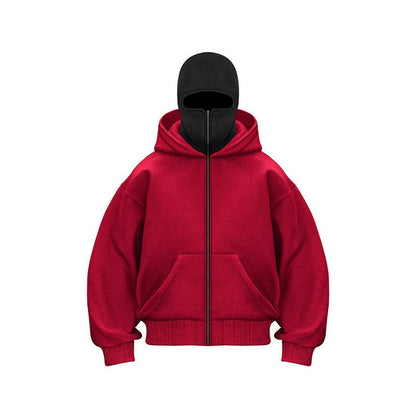 Trendy Fleece - lined Double Hood Unique Design Hoodie Unisex Loose Y2K Sweatshirt - 𝐝𝐮𝐯𝐥𝐚𝐬𝐡𝐨𝐩.𝐜𝐨𝐦