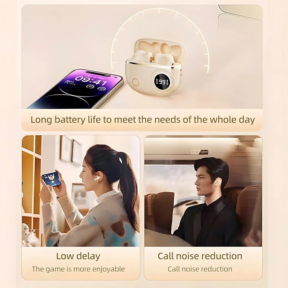 TWS Wireless Bluetooth Headset LED Dislpaly Binaural Waterproof Noise Reduction Earphone Sports Stereo Noise Canceling Headphone - 𝐃𝐔𝐕𝐋𝐀𝐒𝐇𝐎𝐏