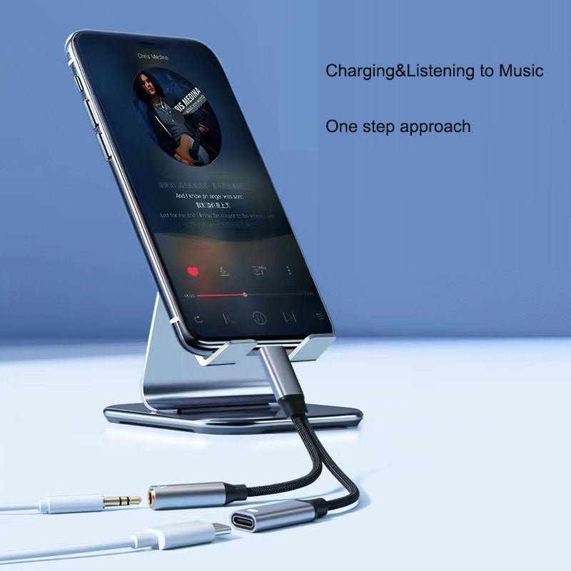 Typec headphone adapter 2 - in - 1 wired audio charging converter with round hole Typec one/two adapter - 𝐃𝐔𝐕𝐋𝐀𝐒𝐇𝐎𝐏