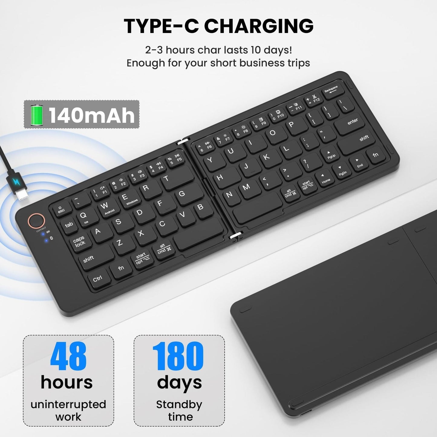 Ultra slim folding portable charging dual - mode Bluetooth keyboard with one click connection - 𝐝𝐮𝐯𝐥𝐚𝐬𝐡𝐨𝐩.𝐜𝐨𝐦