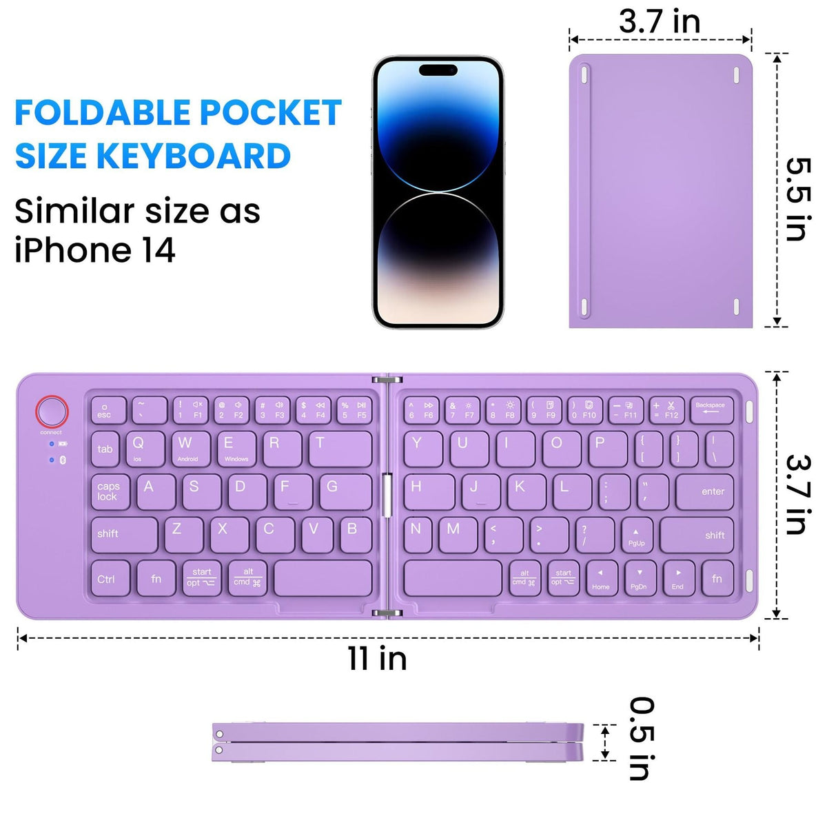 Ultra slim folding portable charging dual - mode Bluetooth keyboard with one click connection - 𝐝𝐮𝐯𝐥𝐚𝐬𝐡𝐨𝐩.𝐜𝐨𝐦